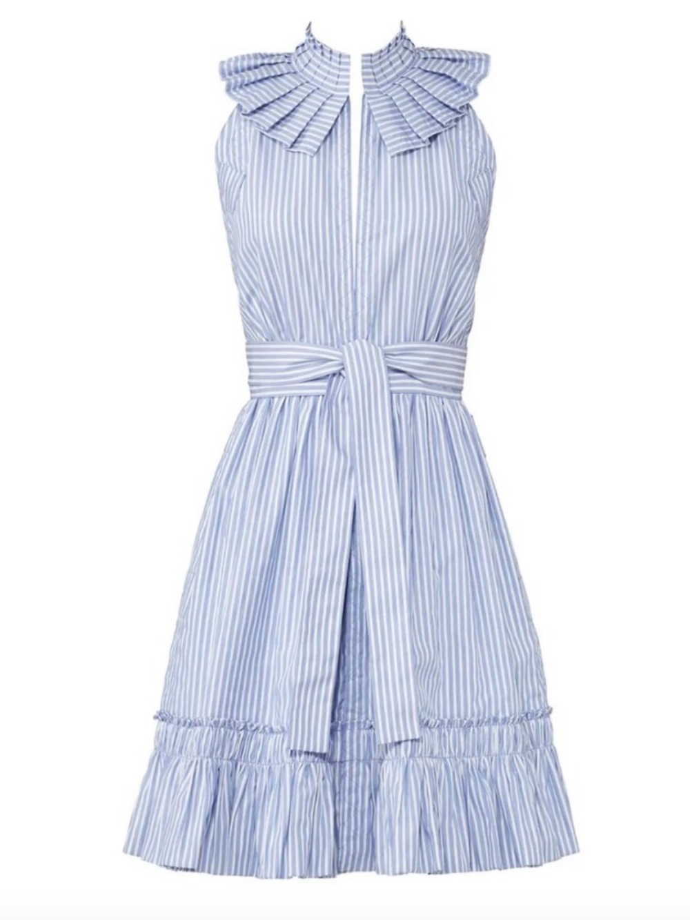 ALEXIS Blue White Striped Ruffle Briley Halter Backless Dress Size XS